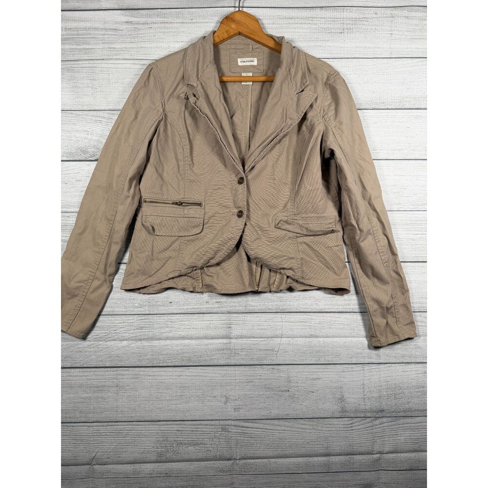 Maurices Women’s Large Taupe Cotton Stretch 2 Button Casual Blazer Jacket 4089